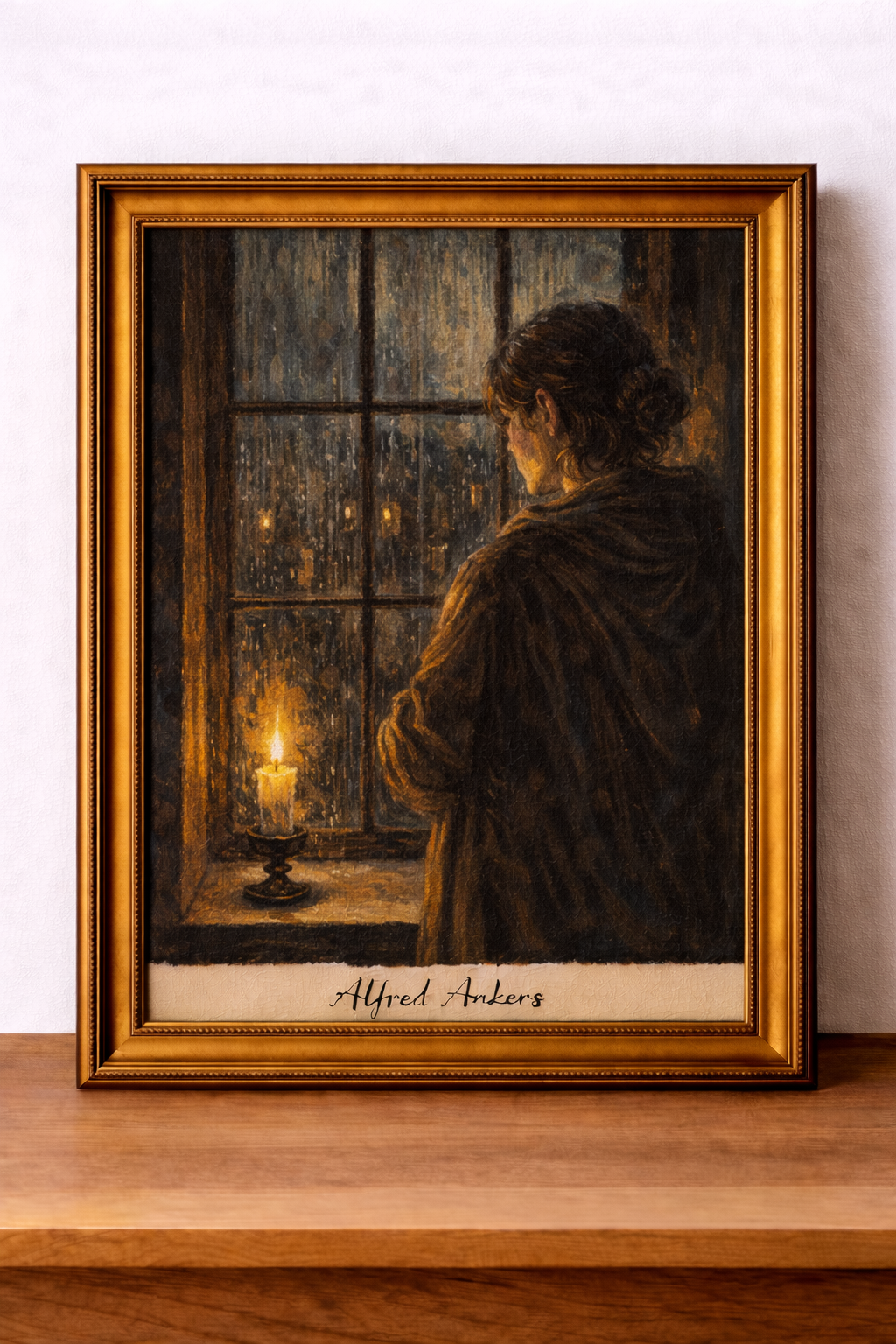 Femme solitaire devant la fenêtre pluie