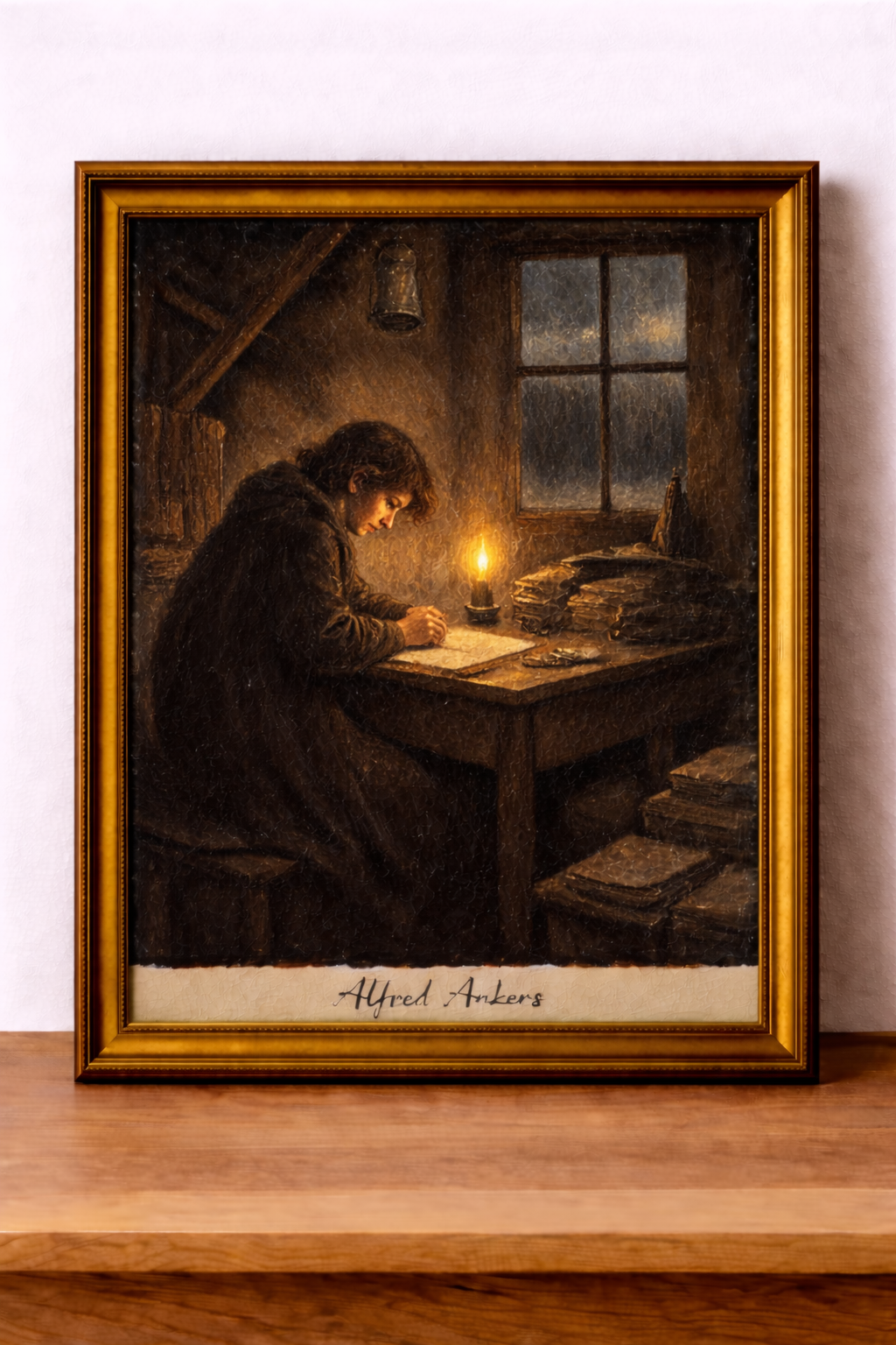 Jeune femme dans un grenier sombre