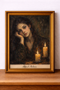 Melancholy portrait with candlelight glow
