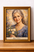 Portrait of a calm woman with roses