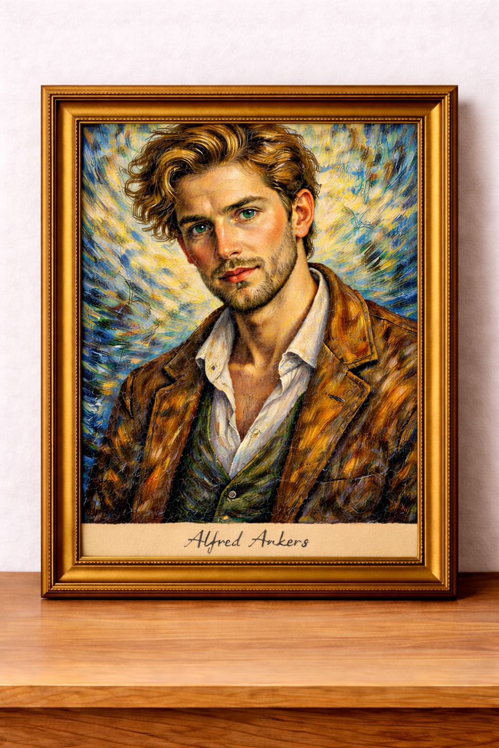 Portrait of a young man in oil