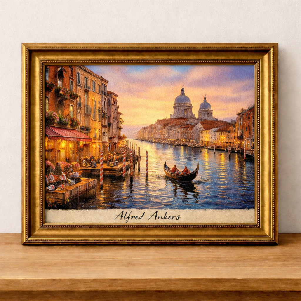 Venetian canal at sunset